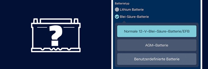 Das Bild zeigt die Grafik für die Auswahl des Batterietyps in der App