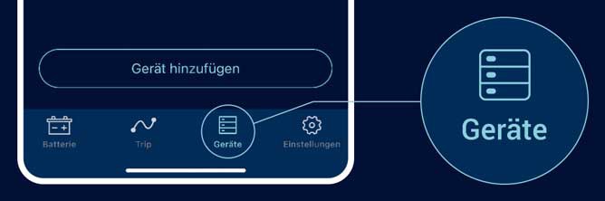 Das Bild zeigt die Grafik in der App – Geräte hinzufügen