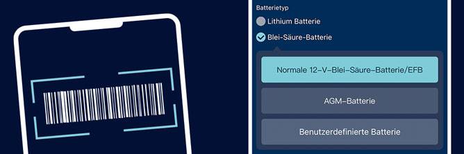 Support Geräte hinzufügen Die Bild zeigt eine Grafik in der das scannen des Strichcodes des Battery-Guards darstellt.