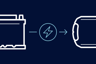 Die Grafik symbolisiert die Bluetooth-Verbindung zwischen Batterie und App.