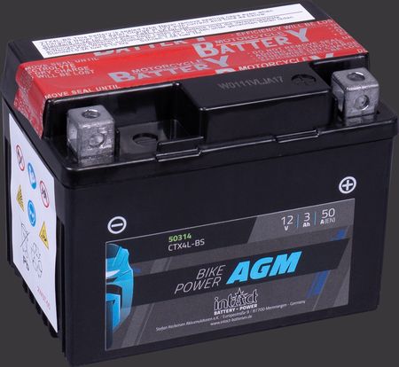 AGM Motorradbatterie 12V / 3Ah / 50 A / 114 x 71 x 86 mm